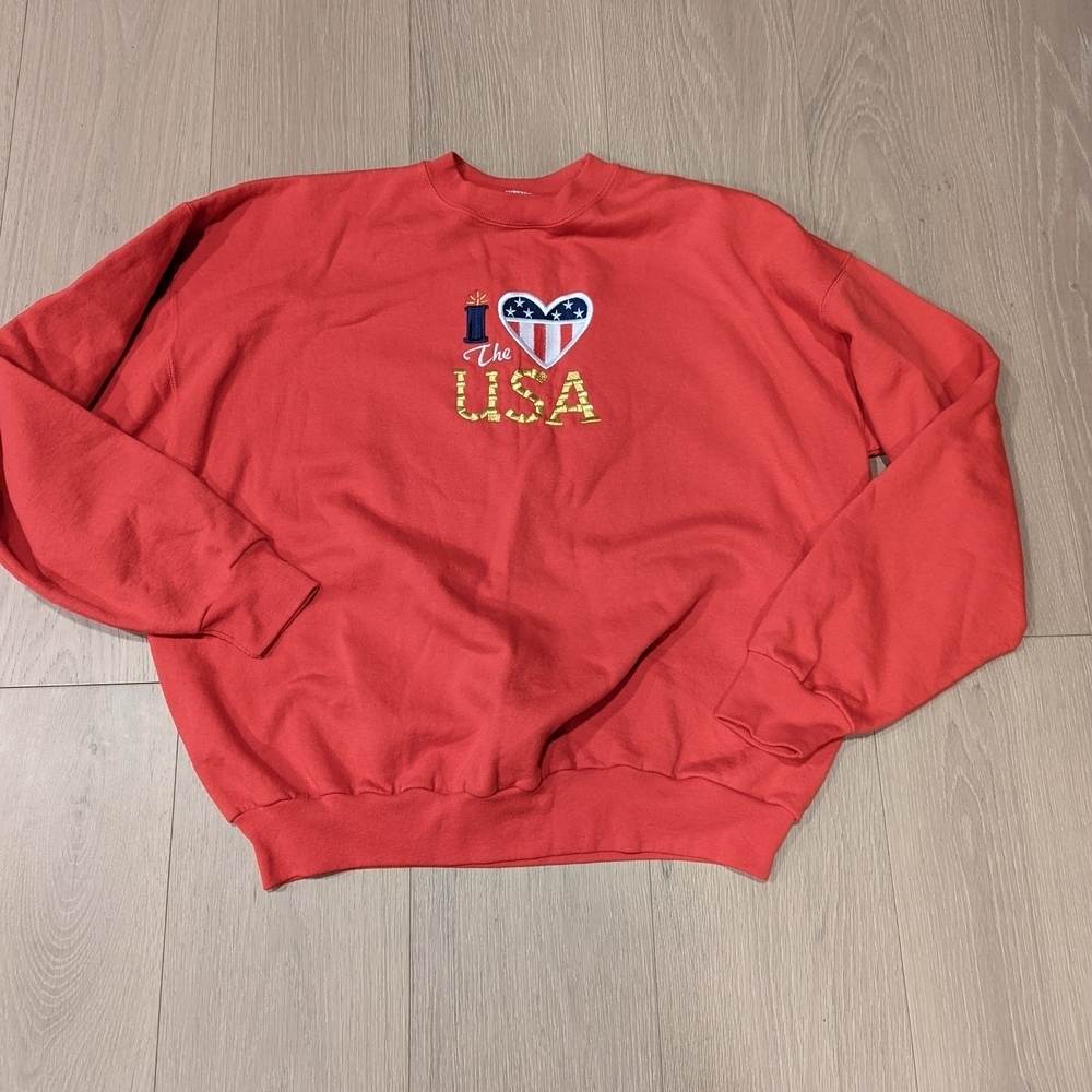 Red USA  Cottagecore Crewneck
